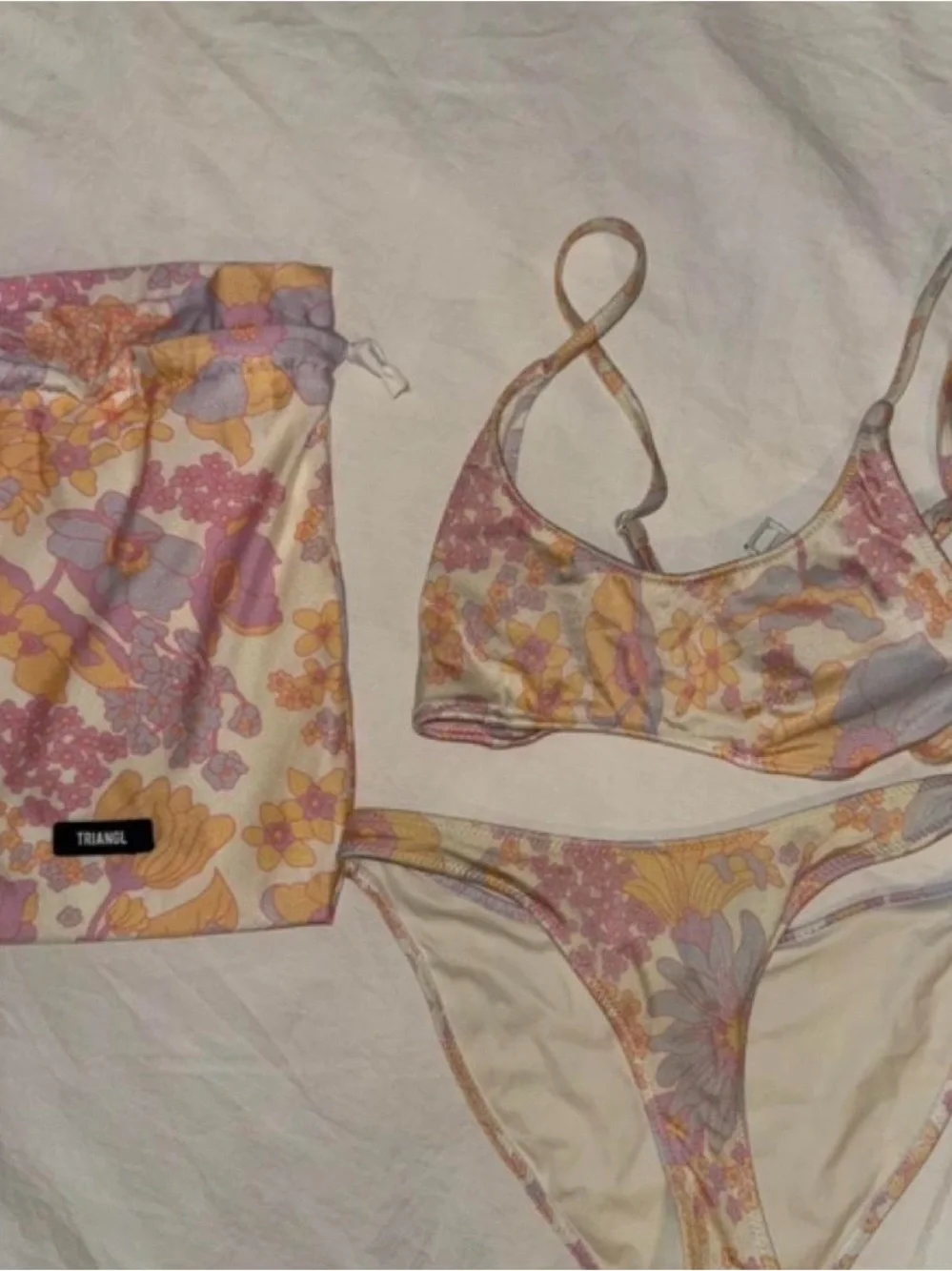 triangl swimwear Pastel Floral Bralette & Bikini Bottoms in Yellow and Lilac